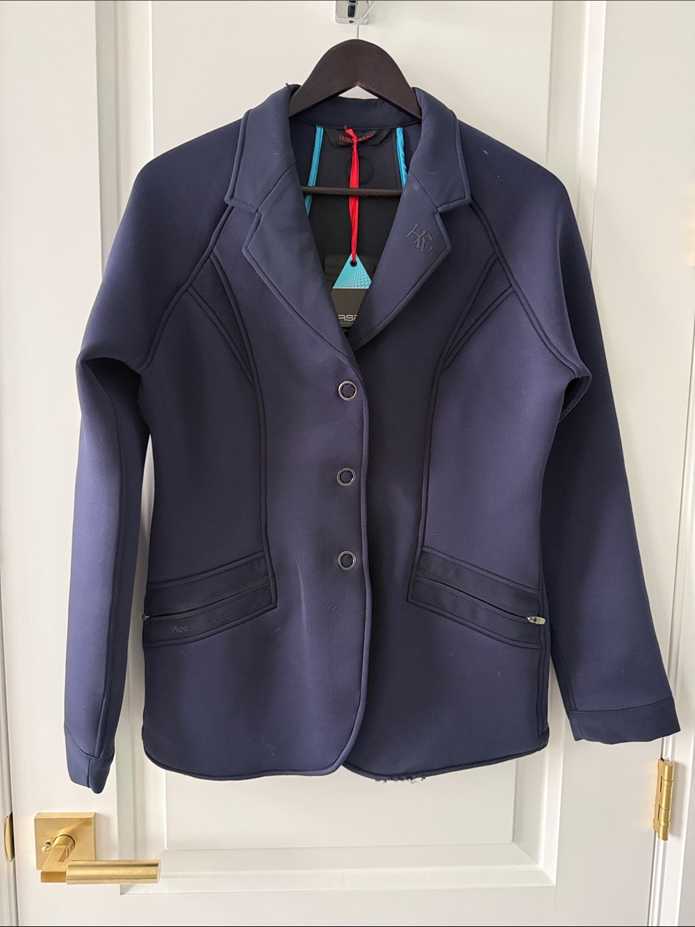 Women's Navy Tailored Blazer Jacket - Sporty Structured Design